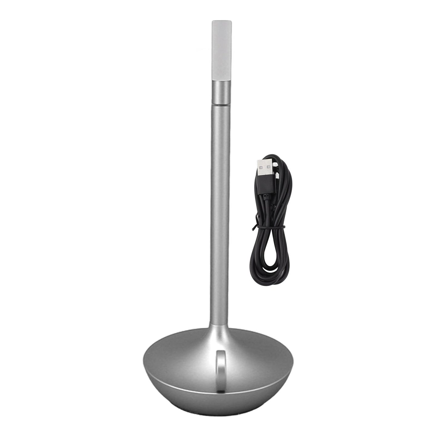Cordless Table Lamp Innovative Candle Shape 3 Levels Brightness Dimmable Rechargeable LED Desk Lamp Silver