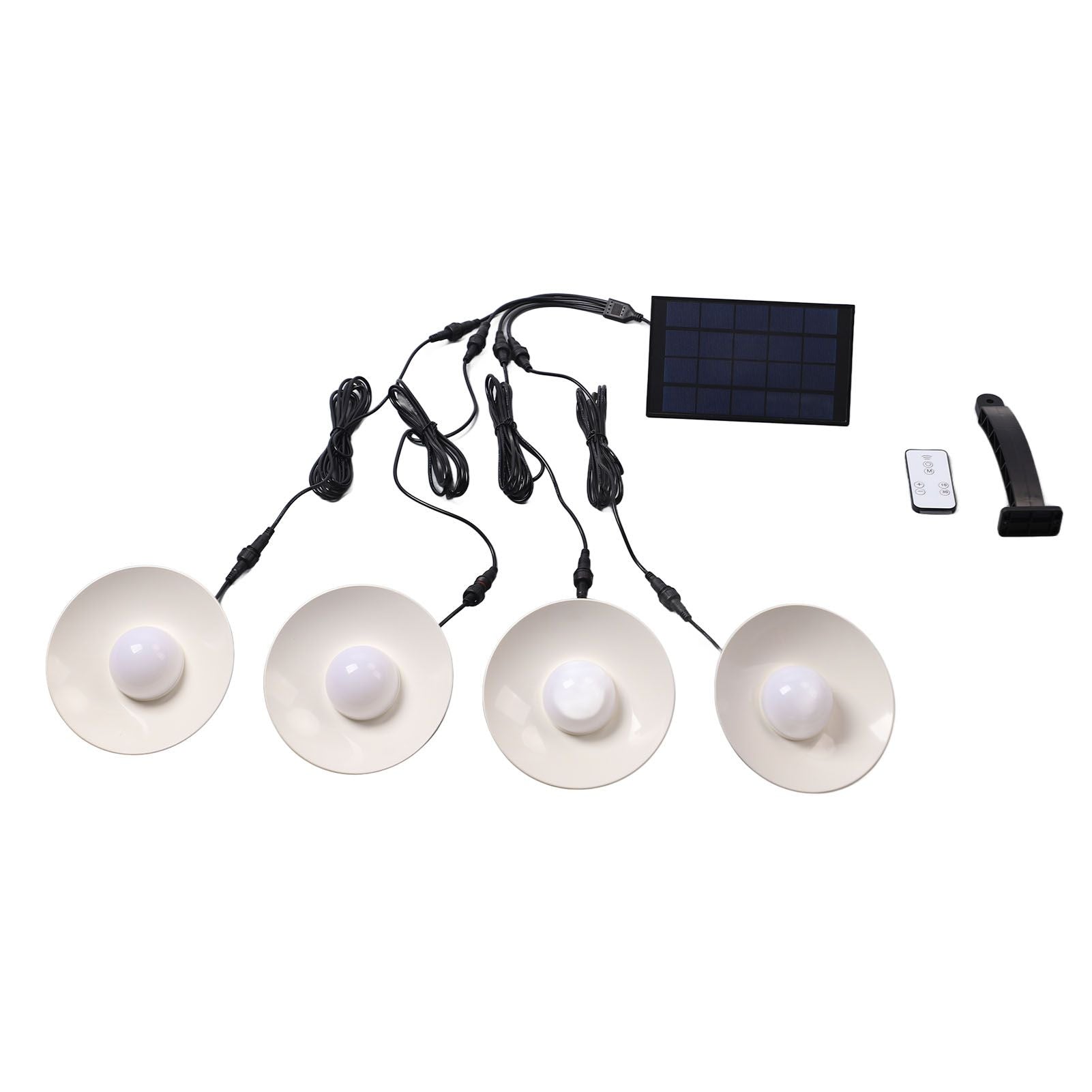 Solar Pendant Lights 4 Heads IP65 Waterproof Warm White Shed Lights with Remote Control for Outdoor Patio Garden