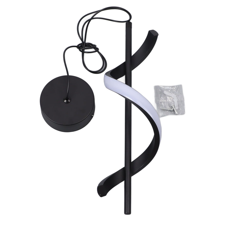 Spiral LED Pendant Light Black Glareless Bright Eyes Protection LED Hanging Lamp for Living Room Cafe Family 85‑265V White Light