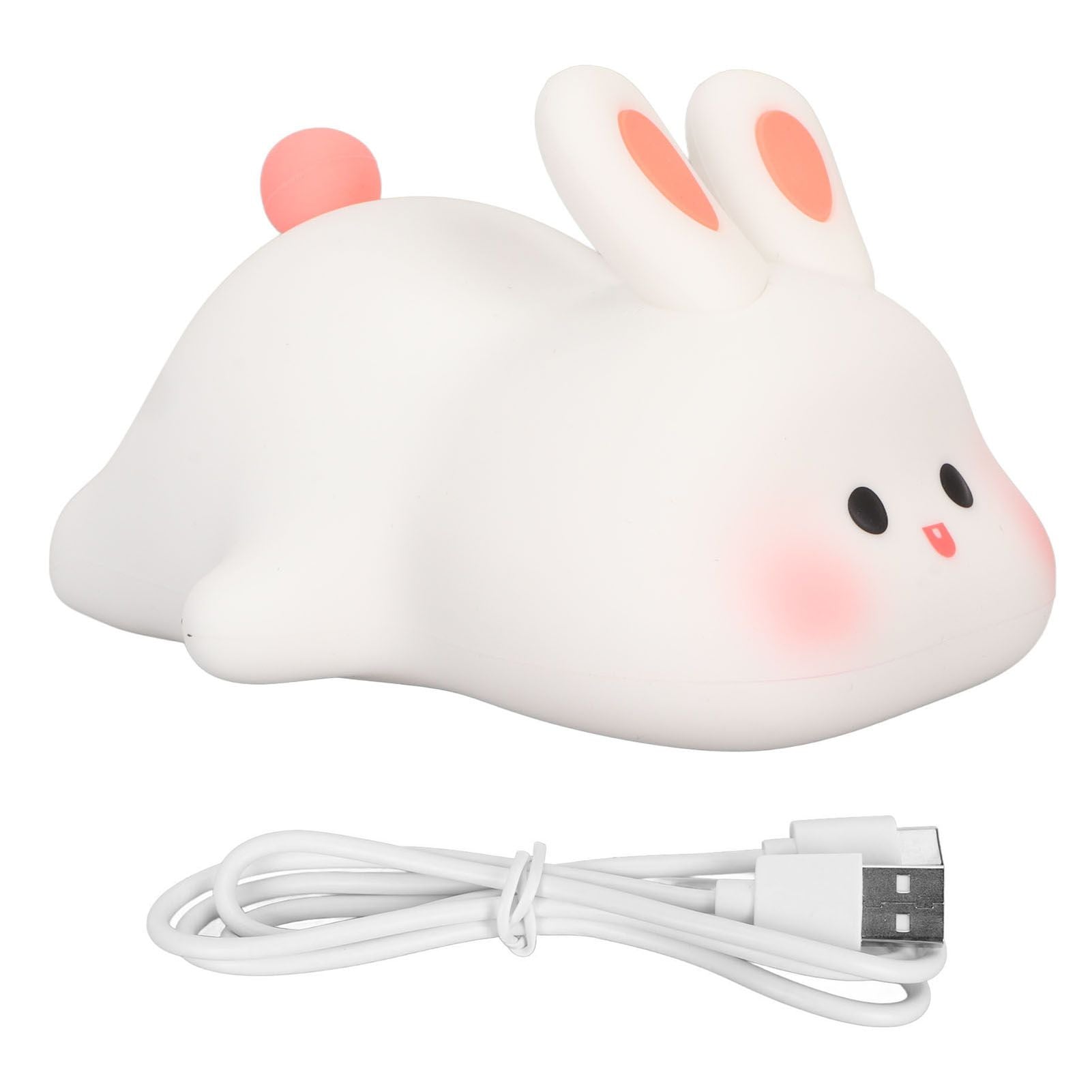 Kawaii Bunny Night Light Soft Silicone Night Light Portable USB Rechargeable Bedside Lamp for Baby Toddler Kids