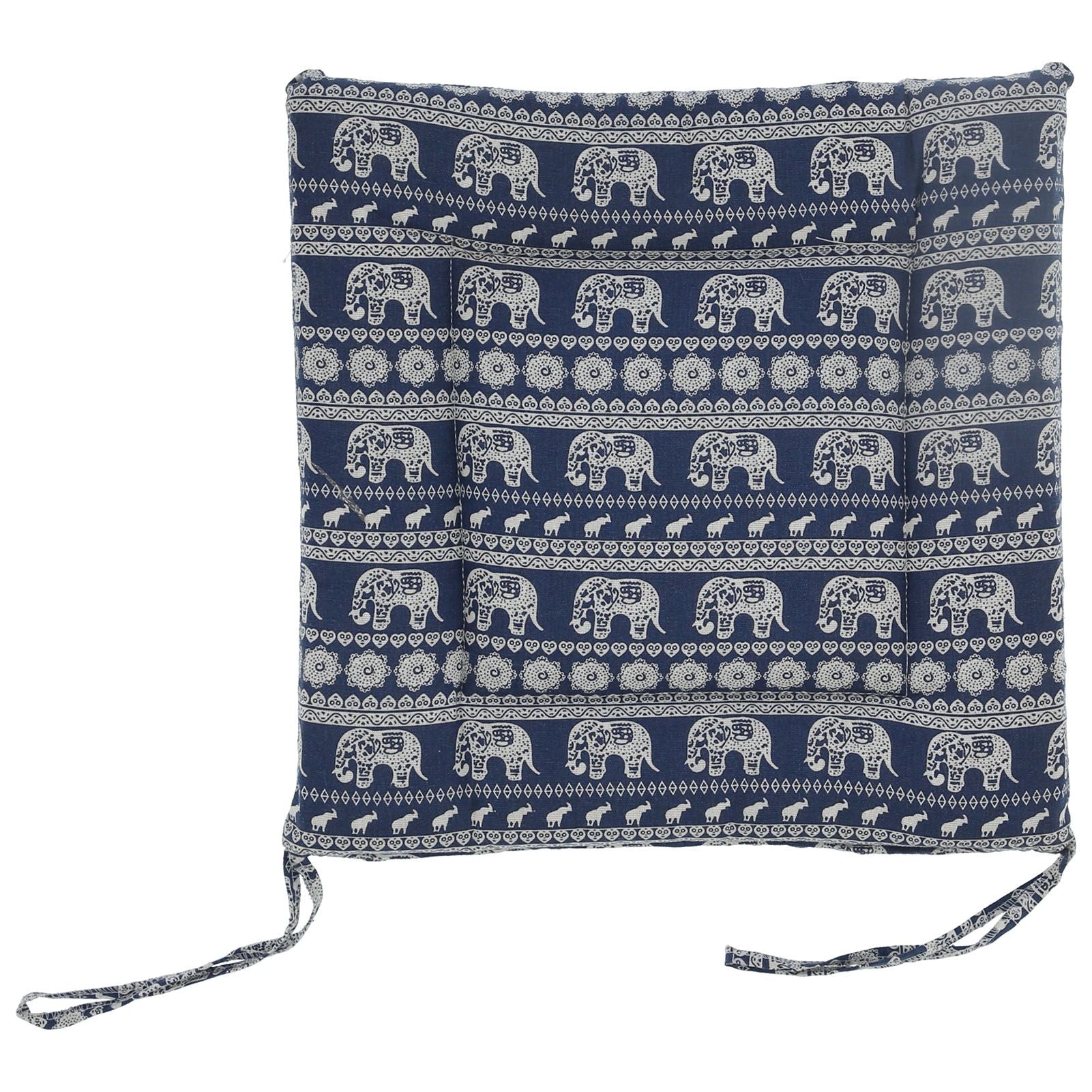 Chair Cushion Simple Pure Cotton Linen Thick NonSlip Soft Seat Cushion for Floor(Blue Elephant )