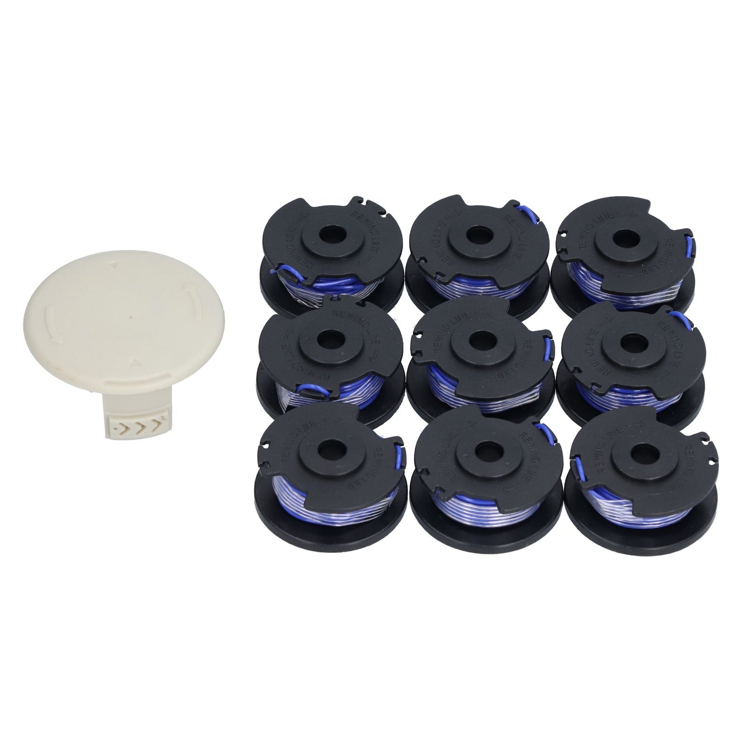 9Pcs Trimmer Spool Line with Cap Replacement Parts Fit for Ryobi 18/24/40V Lawn Mower