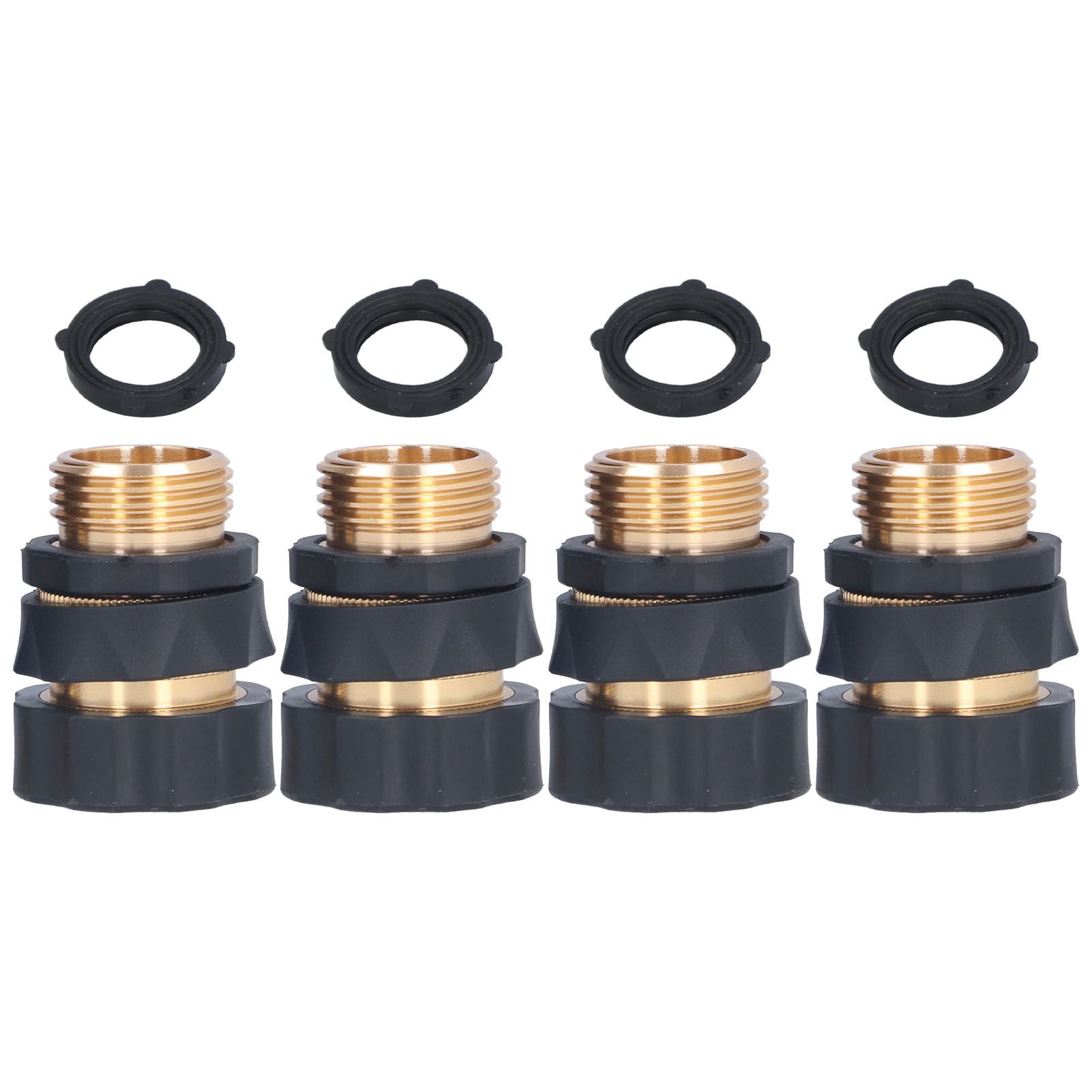 4Set Universal Hose Quick Connectors with Gaskets Brass Adapter Fittings Leakproof for Garden Irrigation