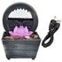 3V USB Plastic Flower Water Fountain LED Tabletop Fountain with Stones for Home Office Table Decoration