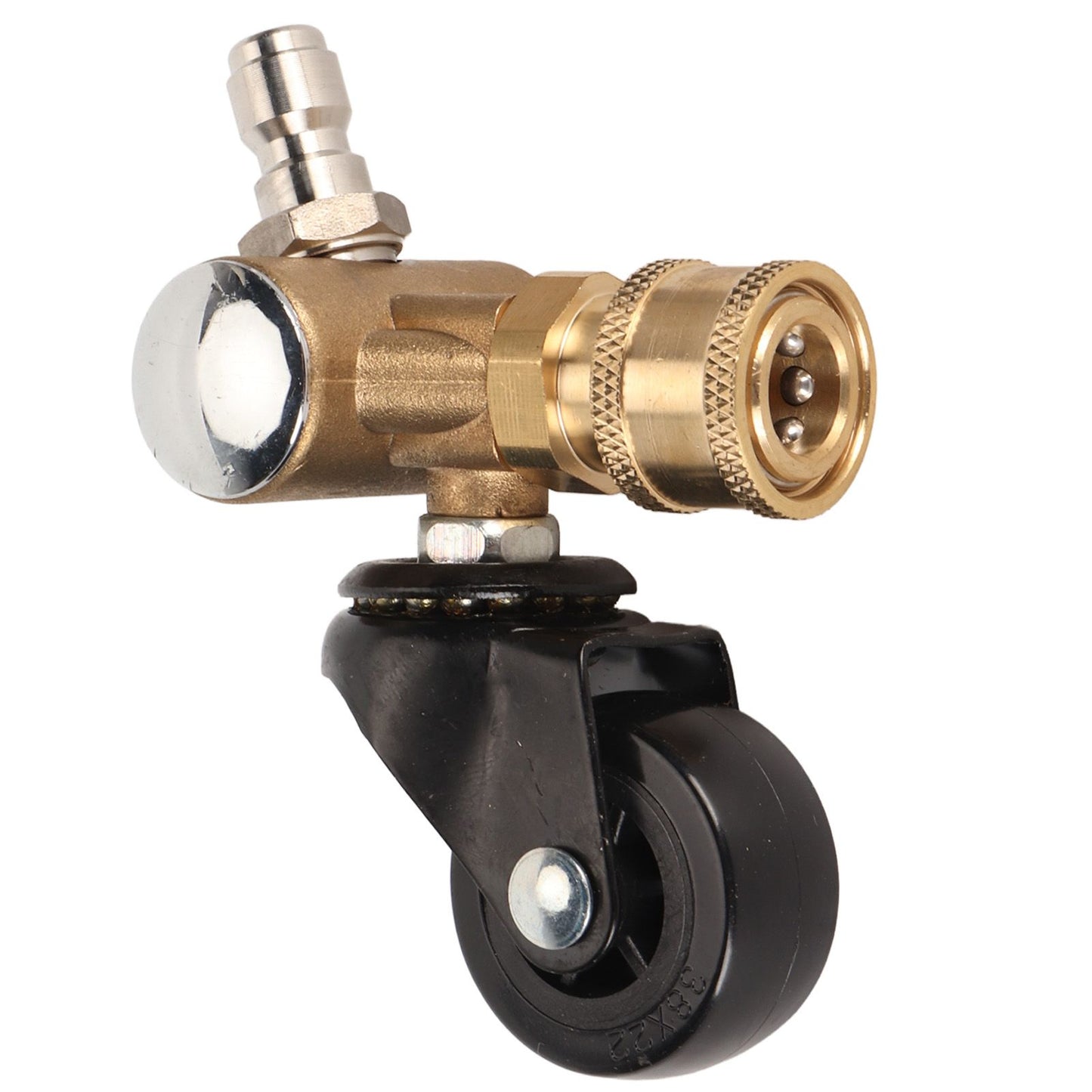 Undercarriage Cleaner Swivel Wheel with 1/4in Quick Connector Brass Pressure Washer Adapter Joint Wheel Attachment for Road Cleaning