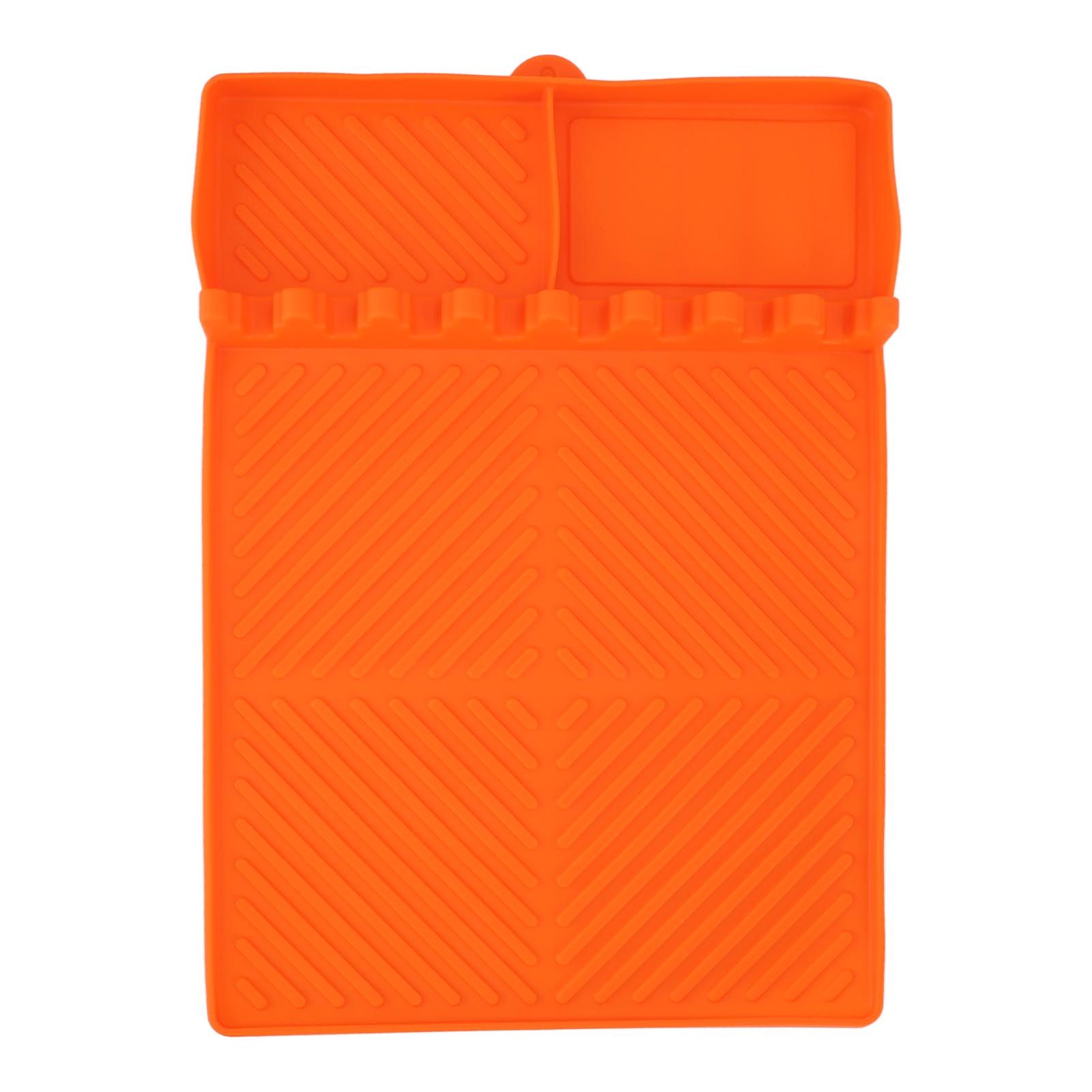 Grill Tools Mat Silicone 8 Slots 16x11.5in Anti Slip Heat Resistant Easy to Clean Griddle Accessories for Kitchen Cooking Orange