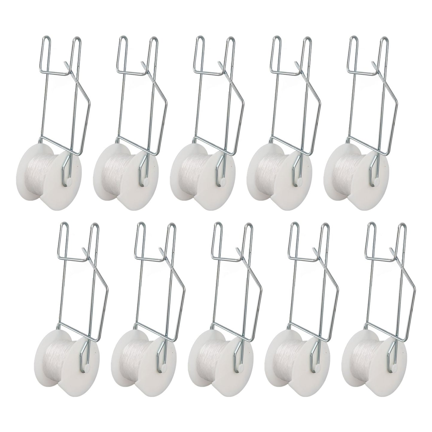 10pcs Tomato Roller Hooks Galvanized Steel Wire PP Heat Resistant Space Saving 15m Twine Vine Crop Trellis Roller Hooks for Cucumber Loofah Grapes