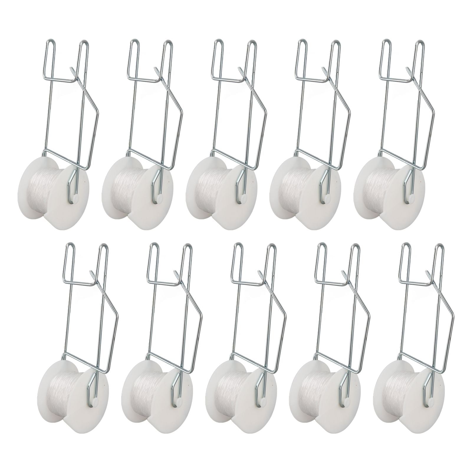 10pcs Tomato Roller Hooks Galvanized Steel Wire PP Heat Resistant Space Saving 15m Twine Vine Crop Trellis Roller Hooks for Cucumber Loofah Grapes