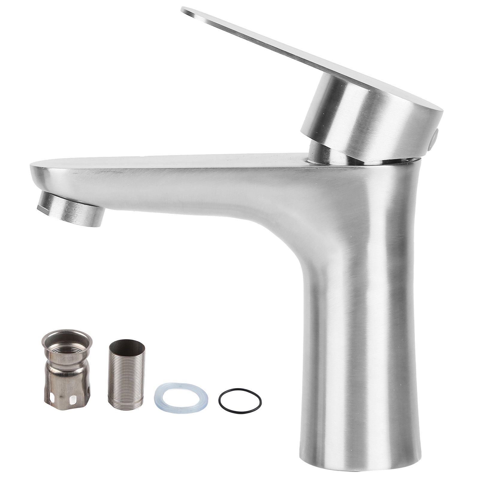 Stainless Steel Hot Cold Faucet Mixer Water Tap Sink Faucet with Single Handle for Bathroom Use