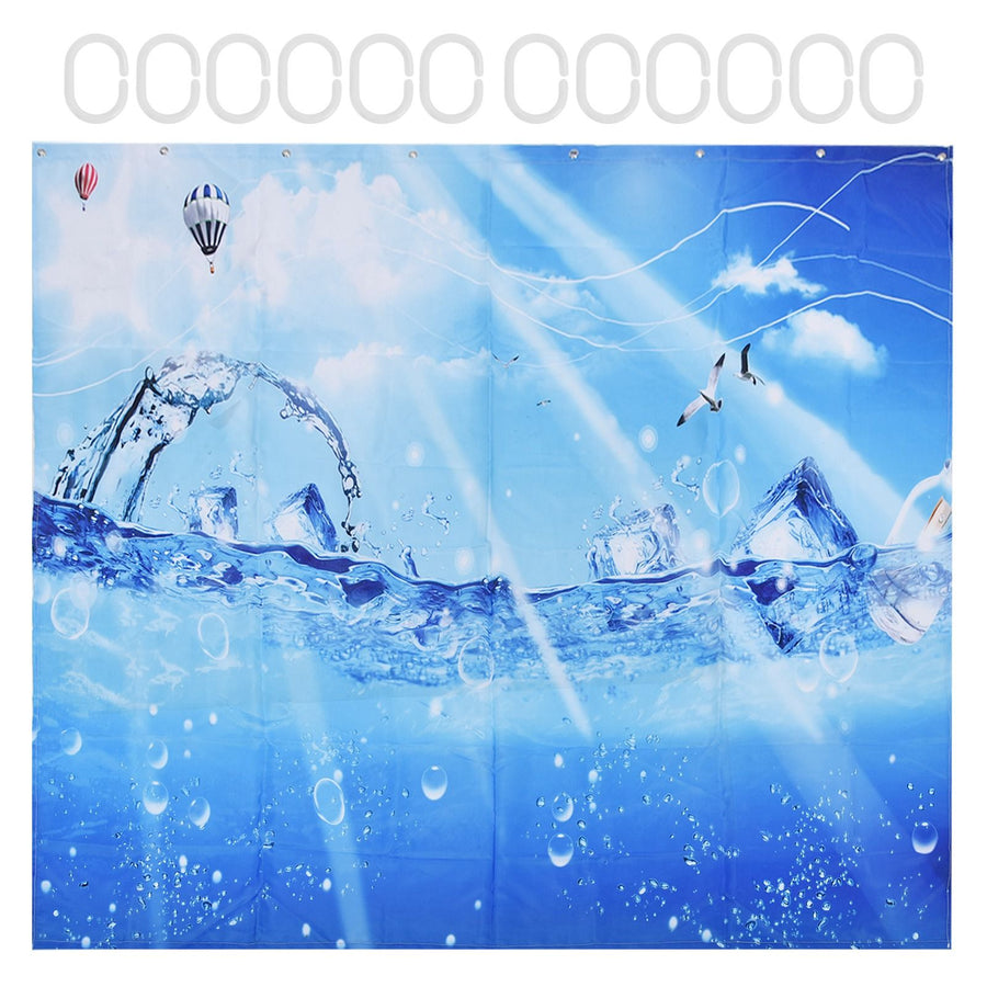 Shower Curtain Polyester Fiber Waterproof Colorful Printing with 12pcs Hook for Home Bathroom180x 200cm