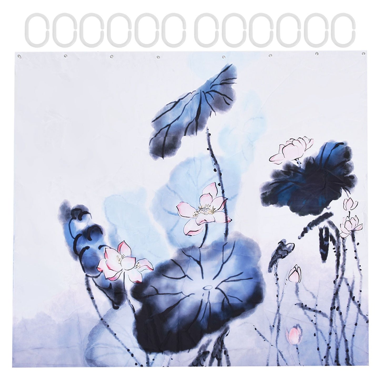 Blackout Curtain Waterproof Flower Printing Shower Curtain with Hooks for Bathroom Bedroom Living Room Study180x180cm