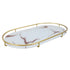Bathroom Storage Tray Light Luxury Decorative Golden Texture Oval Bathroom Organiser Tray for Soap Towel Paper Napkins Jewellery Makeup White Base