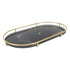 Bathroom Storage Tray Light Luxury Decorative Golden Texture Oval Bathroom Organiser Tray for Soap Towel Paper Napkins Jewellery Makeup Black Base