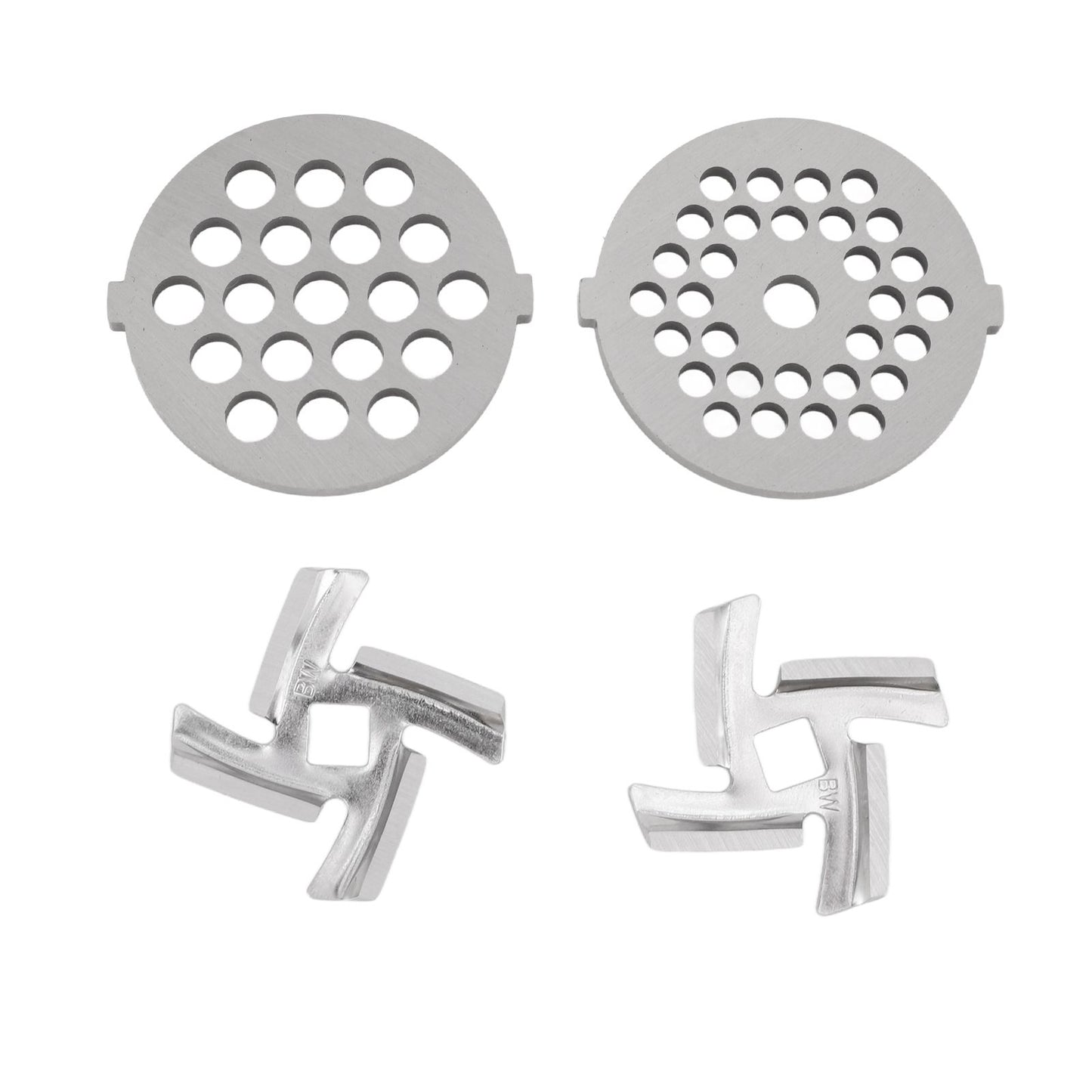 Stainless Steel Meat Grinder Plate Discs Grinding Blades for Food Grinder Attachment 2 Sharp Blades 2 Cutting Plates