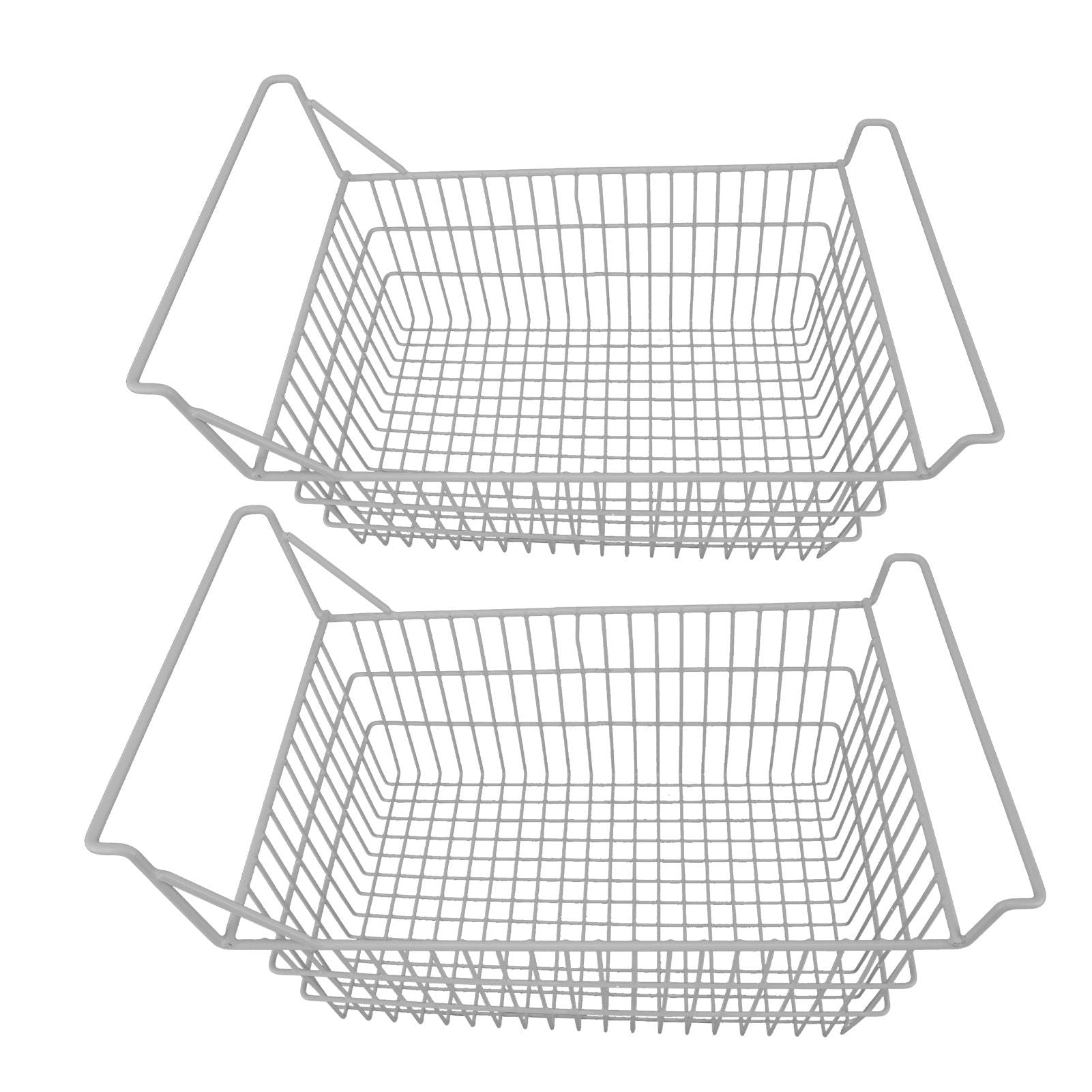 2pcs Freezer Baskets for Chest Freezer Household Wire Storage Basket Bins Organizer with High Low Handles for Kitchen Pantry Cabinet 50x24cm / 19.7x9.4in