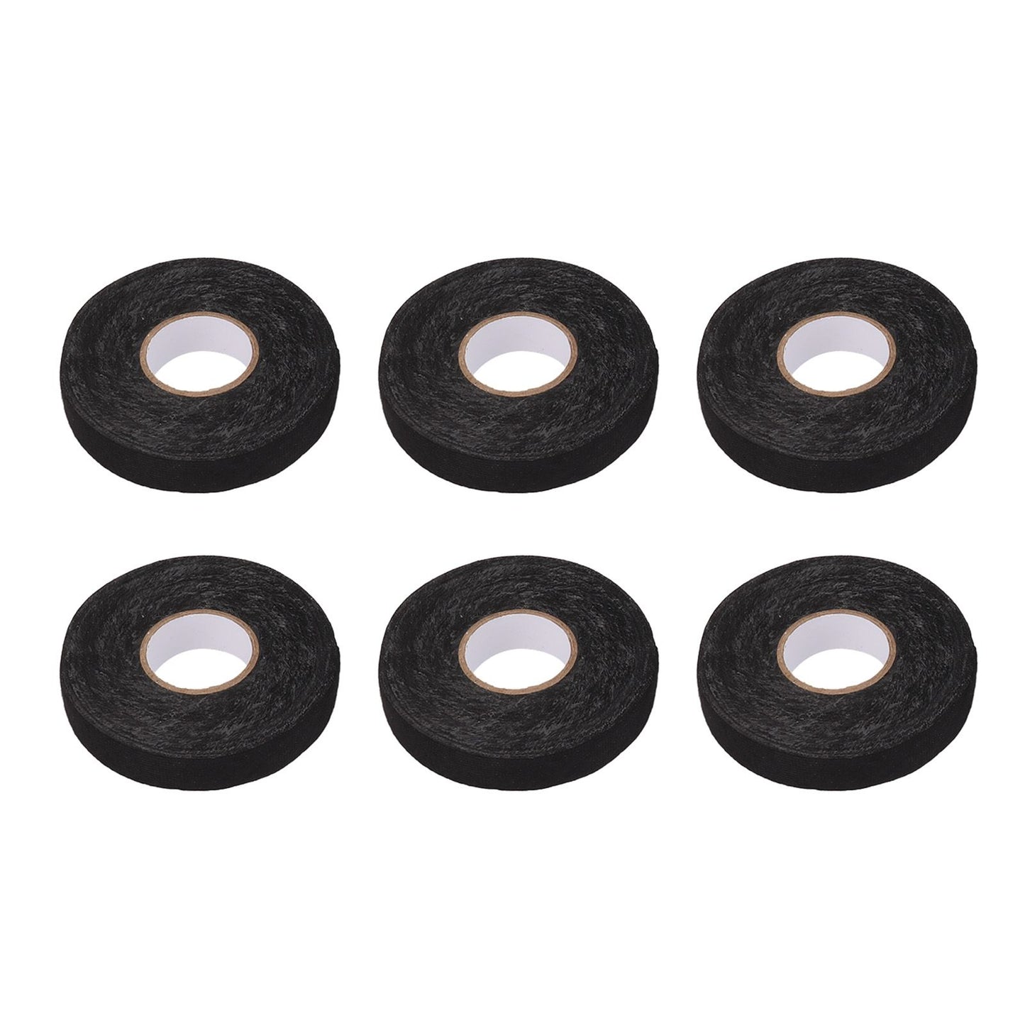 6pcs Cloth Tape Black Noise Damping Heat Proof Shock Absorbing Wear Proof Flame Retardant 19mmx25m Wire Harness Wrapping Tape for Car Engine