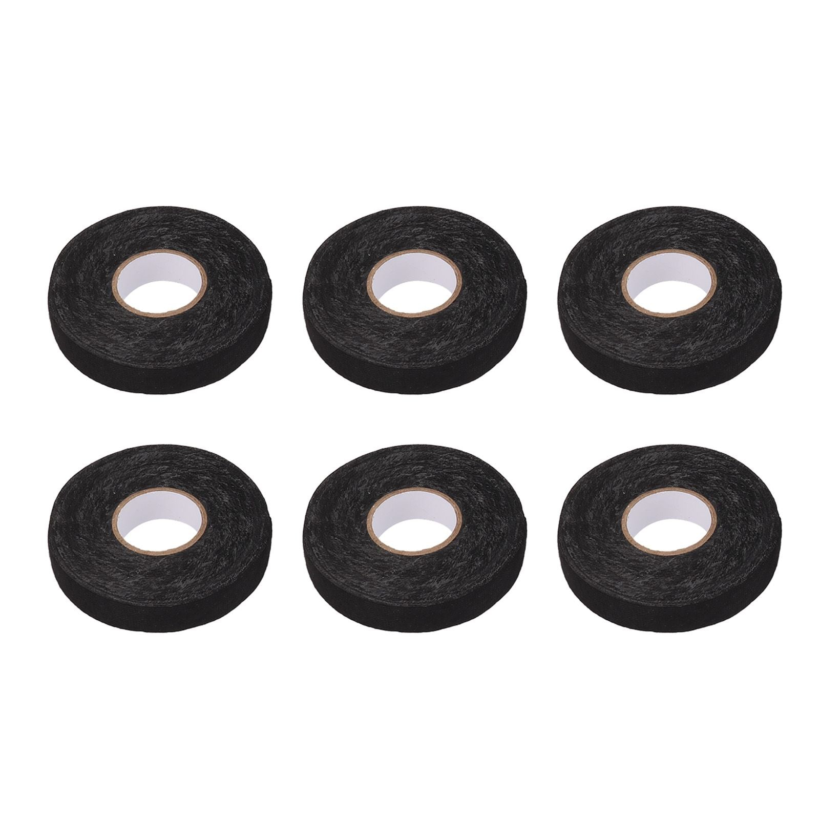 6pcs Cloth Tape Black Noise Damping Heat Proof Shock Absorbing Wear Proof Flame Retardant 19mmx25m Wire Harness Wrapping Tape for Car Engine