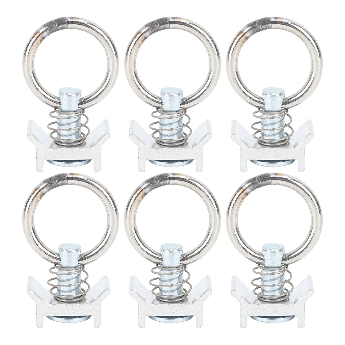 6PCS Single Stud Fitting L Track with Round Ring Stainless Steel Aluminum Cargo Control Stud Tie Down Fitting for Airline Track Logistic Installation