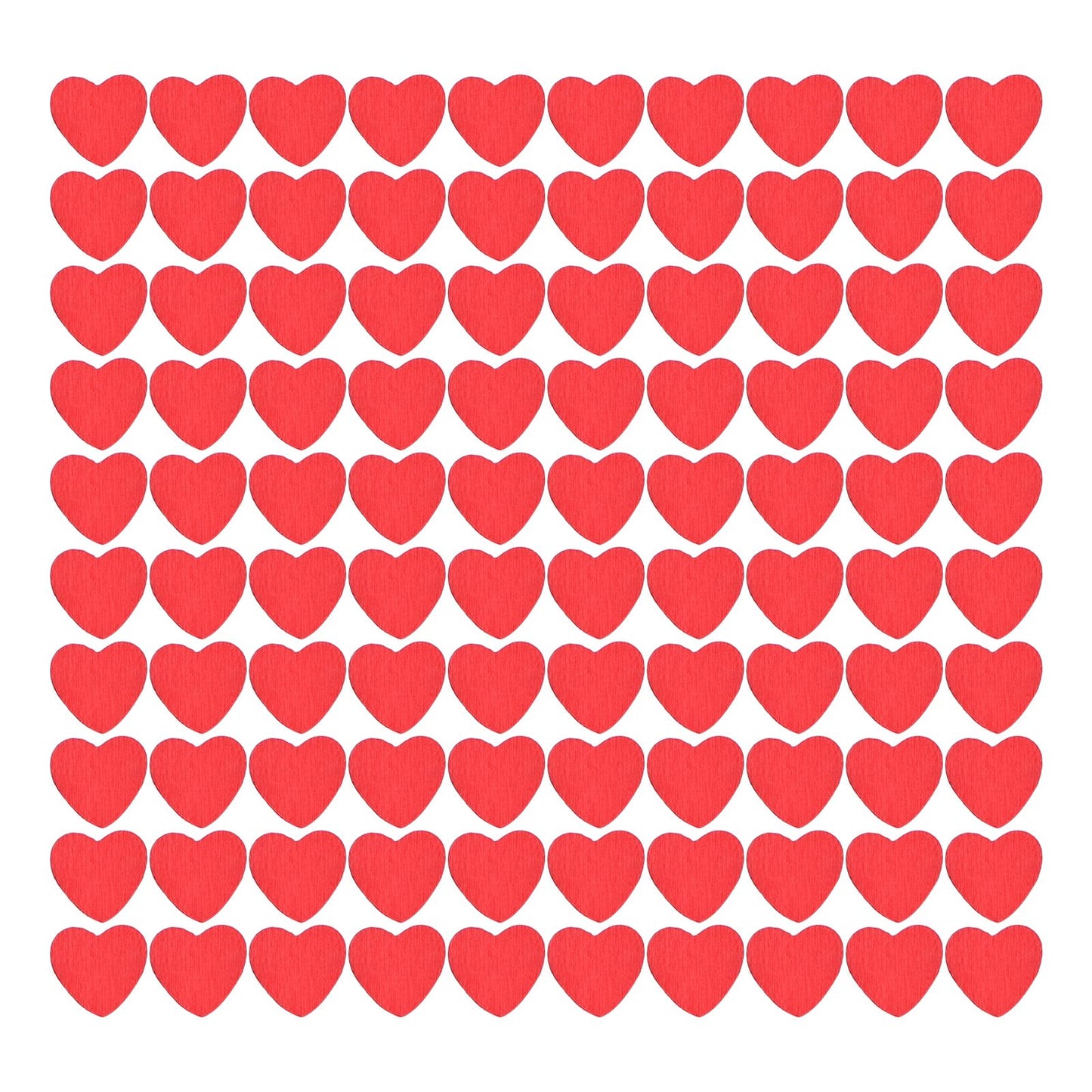 100Pcs Red Wooden HeartShaped Ornament SelfAdhesive DIY Hand Made Home Decoration