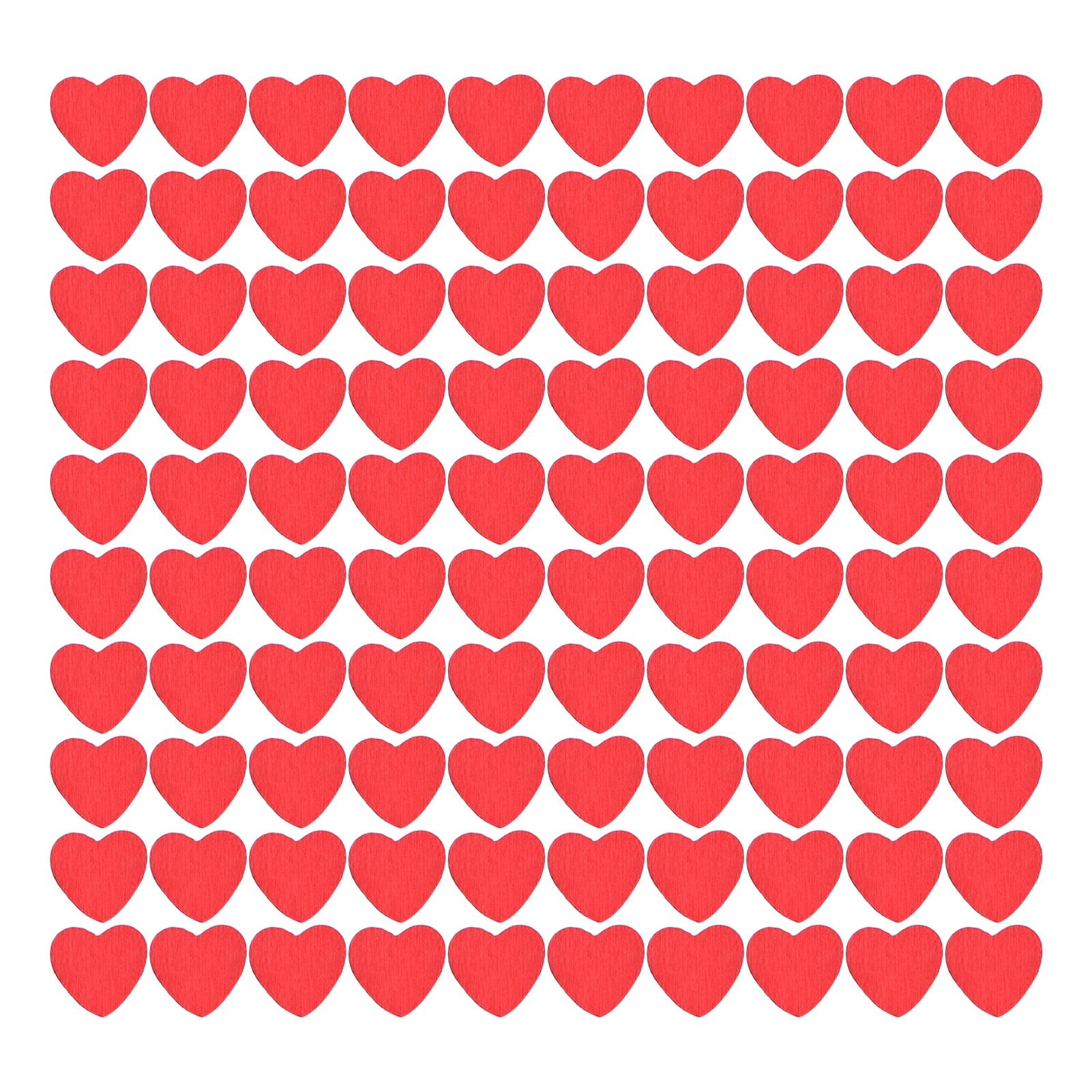 100Pcs Red Wooden HeartShaped Ornament SelfAdhesive DIY Hand Made Home Decoration