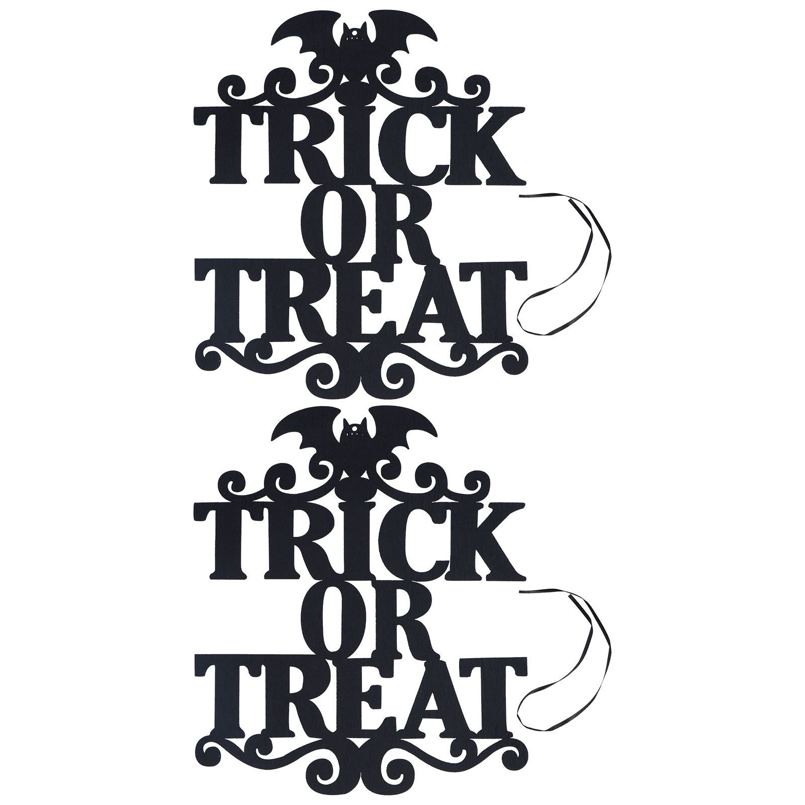 2Set Non Woven Fabric Halloween Hanging Sign Trick Or Treat Hanger for Front Door Party