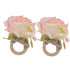 2Pcs Novelty Wooden Napkin Buckle Artificial Floral Napkin Ring for Festival Table DecorationPink