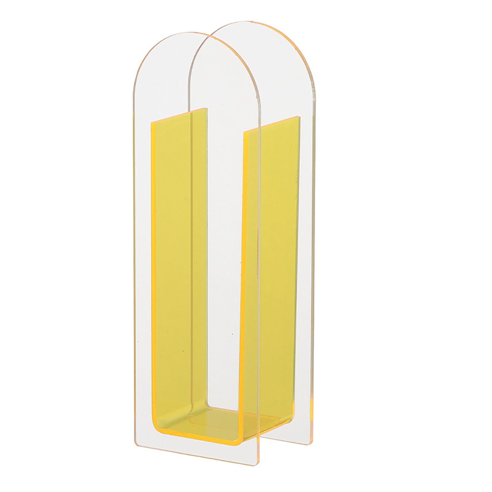 Modern Acrylic Clear Vase Colorful Acrylic Flower Vase for Wedding Party Home Table Decor Semi Colorful Lemon Yellow
