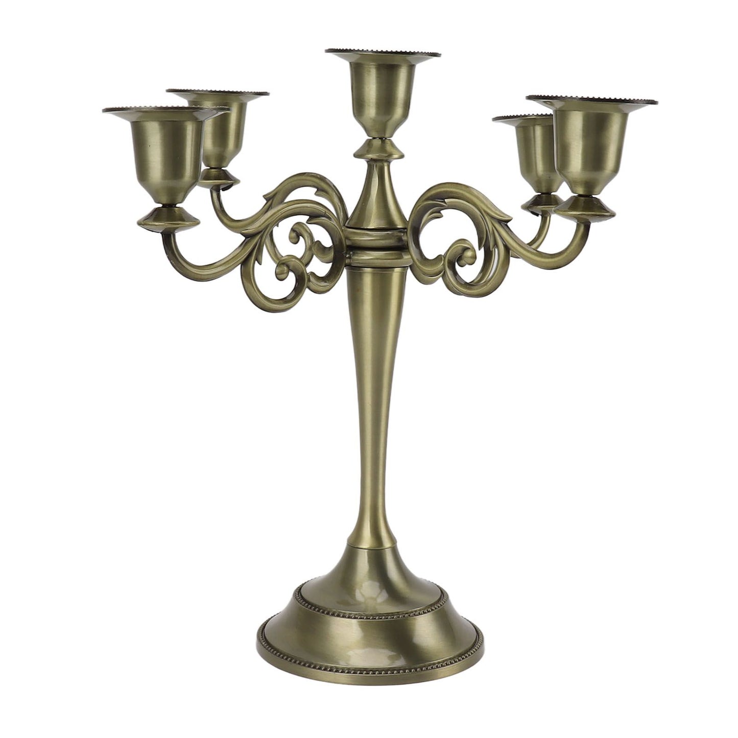 5 Arm Candlestick Holder Iron Retro Decorative Candle Holder Centerpiece for Home Church Cyan