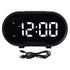 Digital Alarm Clock USB LED Display White Light Mirror Electronic Desktop Clock for Bedroom Living Room Office Black Case