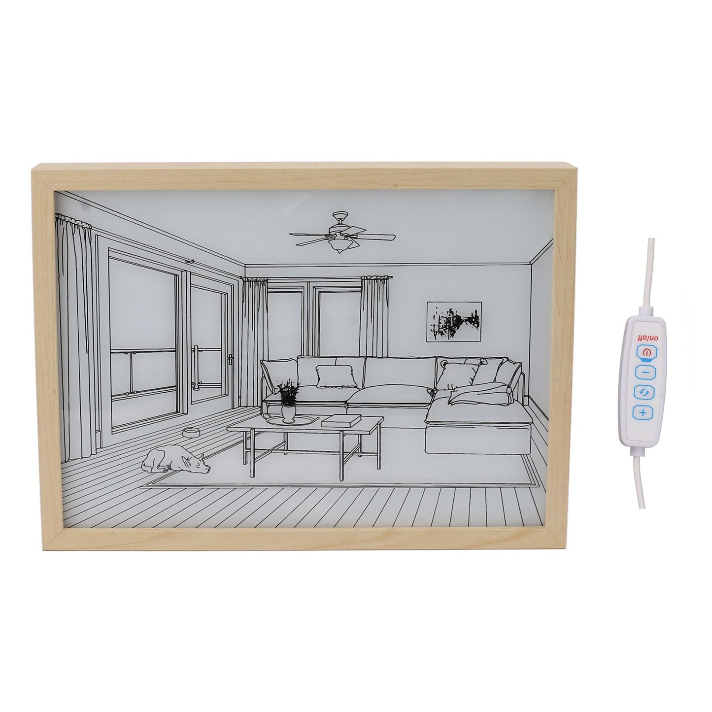 LED Illuminated Wall Art Lighted Decor Light Shadow Photo Frame Painting 3 Colours Dimmable for Bedroom Living Room L Model 1