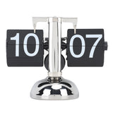 Flip Clock Large Number Battery Powered 304 Stainless Steel Tabletop Retro Flip Clock for Home Office 24 Hours Black Page