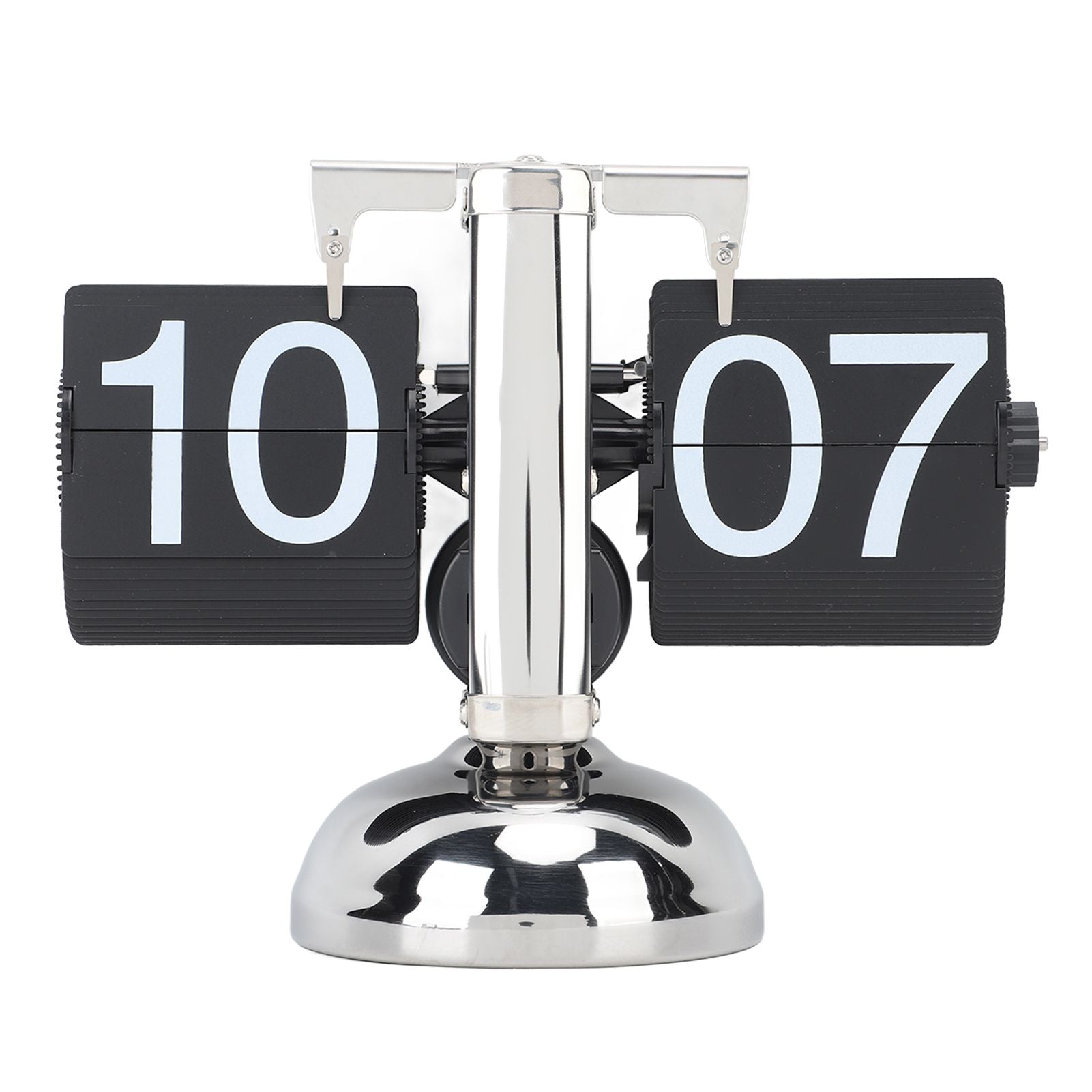 Flip Clock Large Number Battery Powered 304 Stainless Steel Tabletop Retro Flip Clock for Home Office 24 Hours Black Page