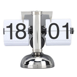 Flip Clock Large Number Battery Powered 304 Stainless Steel Tabletop Retro Flip Clock for Home Office 24 Hours White Page