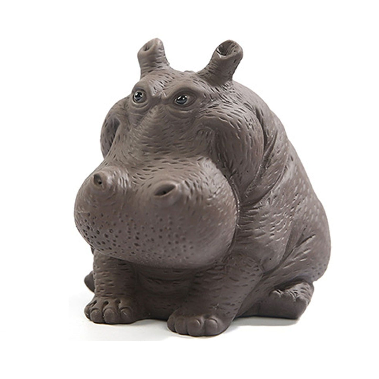 Hippo Figurine Purple Clay Ceramic Tea Pet Sculpture Hippo Statue Desktop Ornament for Tea Set Accessories Home Tea Tray Decor