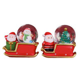 Santa Sleigh Ornament Crystal Globe Ball Light Resin Desktop Christmas Decoration with Battery For Gifts Home