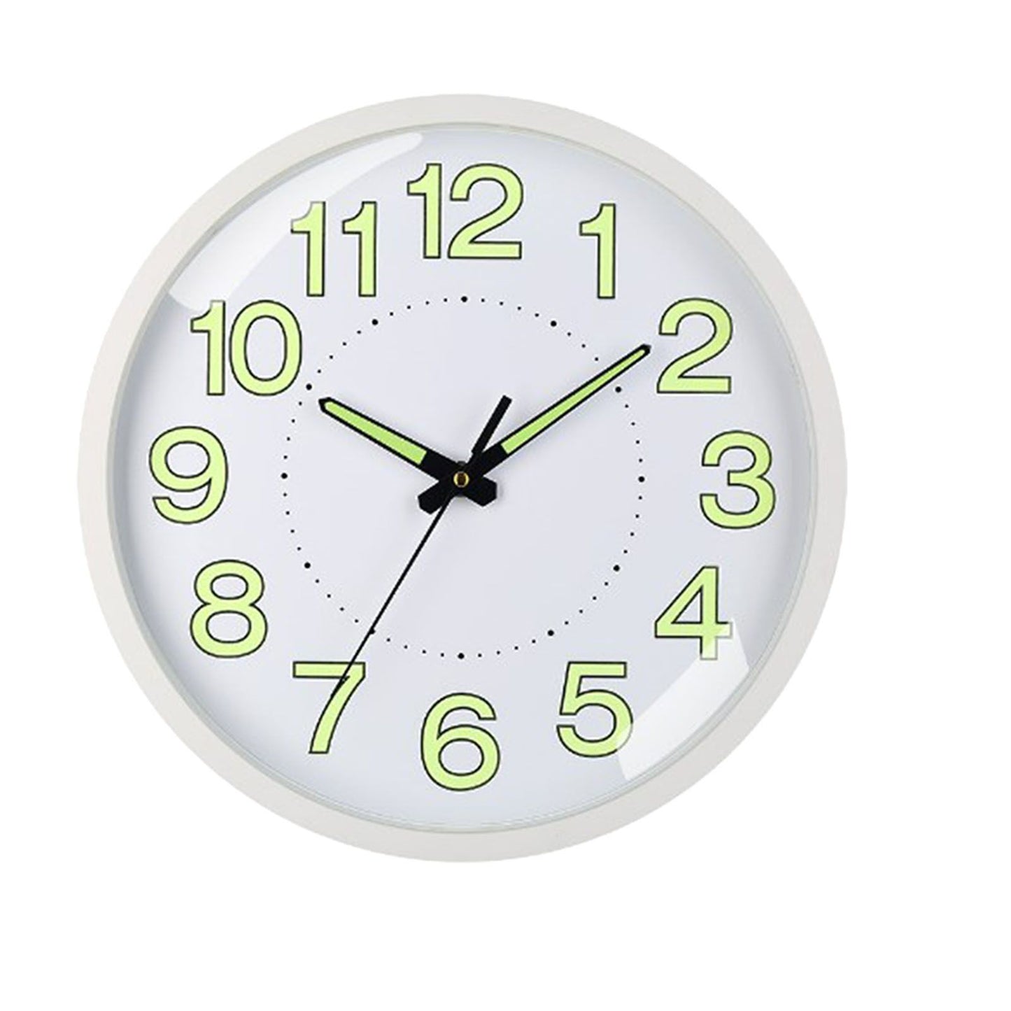 Silent Quartz Clock Plastic Wall Mounted Luminous Quiet for Living Room Bedroom 12in 30cm White Frame