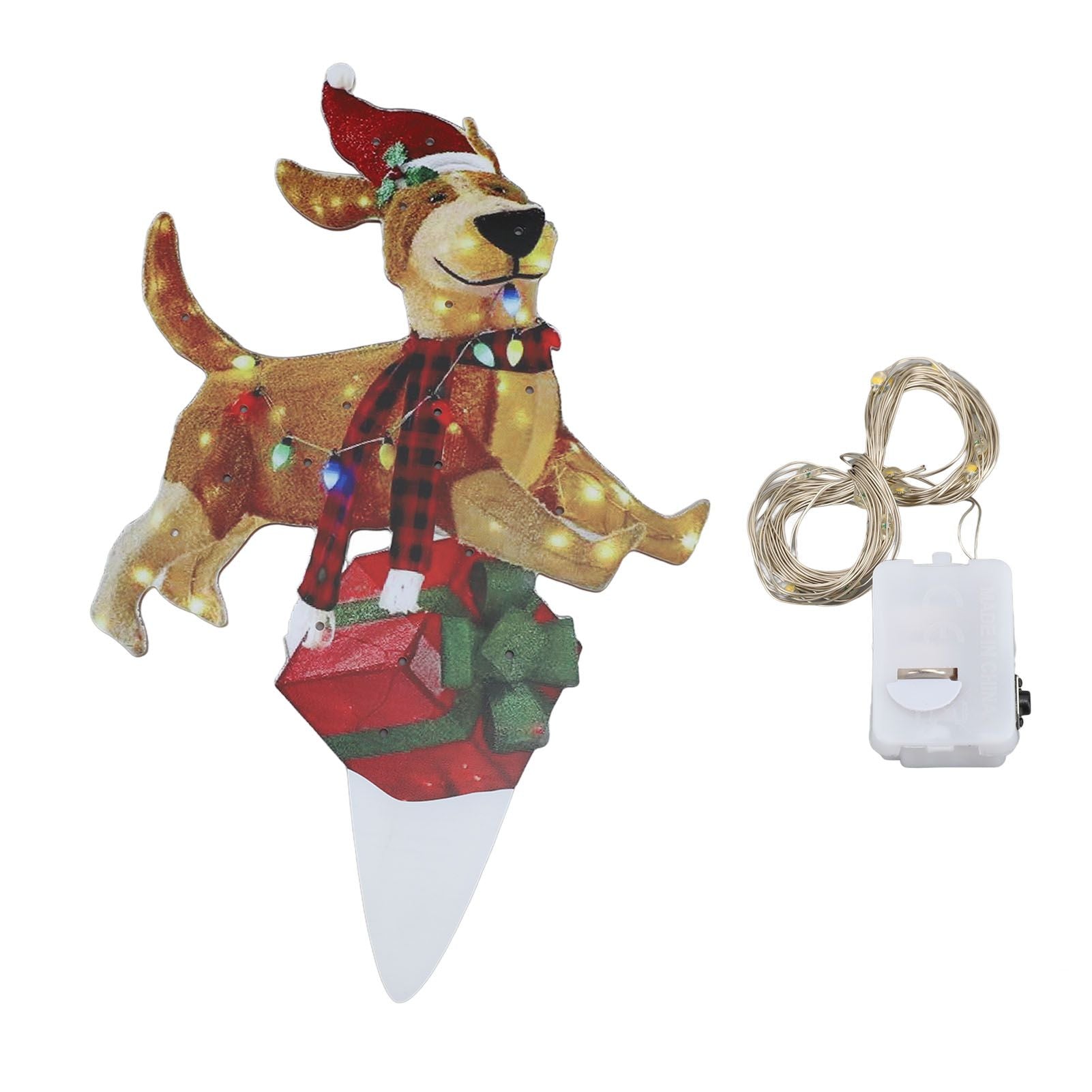 Christmas Dog Yard Decor Light Up with String Light Cute Acrylic Outdoor Animal Decorations for Porch Lawn 06