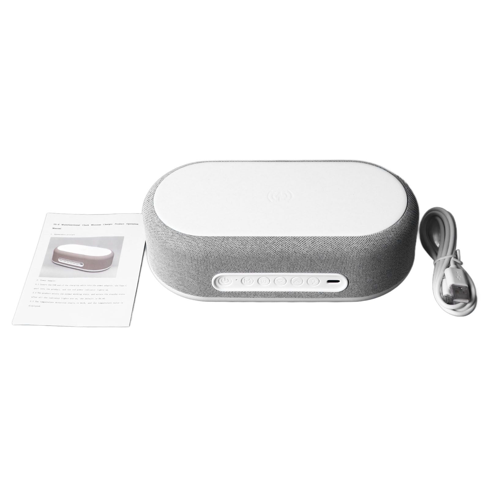 3 in 1 Alarm Clock with Wireless Charging and Night Light Portable Multifunction Desktop Clock Wireless Charger for Bedroom Study