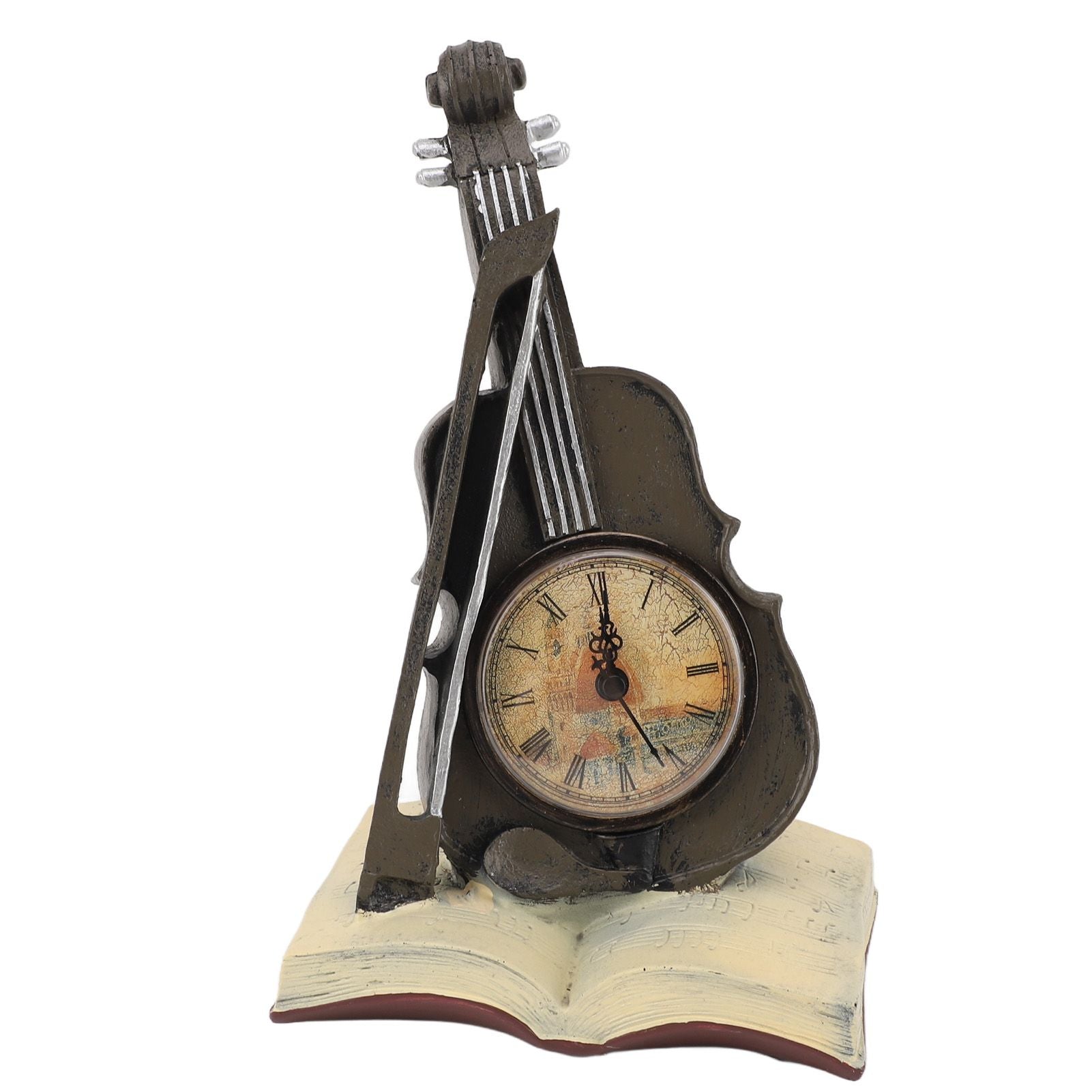 Vintage Design Violin Clock Rests On A Sheet Music Book Resin Violin Model Clock For Favorite Conductor Music Teacher Student