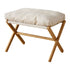 Foot Stool Foldable X Leg Modern Multifunctional Foot Rest with Soft Cushion for Living Room Bedroom Office Beige
