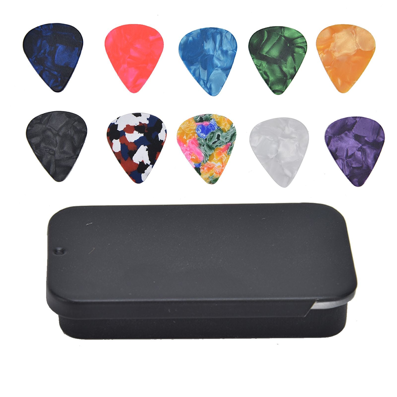 10Pcs Guitar Picks Boost Bass Portable Colorful Retro Cosmic Star Sky Pattern Guitar Pick for Bass Banjo Ukulele0.46mm Black Box