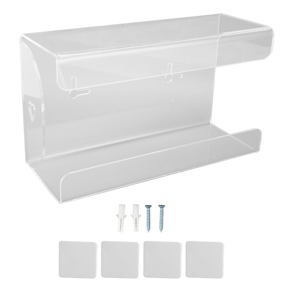 Glove Box Holder Dispenser Wall Mounted Tissue Holder Clear with Adhesive Expansion Screw for Home Kitchen