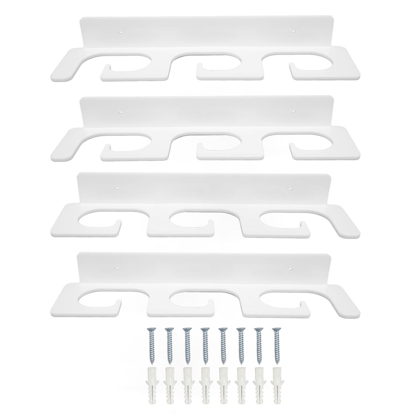 4Pcs Fishing Rod Holder Rugged Space Saving Stylish Holding 6 Rods Wall Mounted Fishing Pole Rack for Indoor Outdoor White
