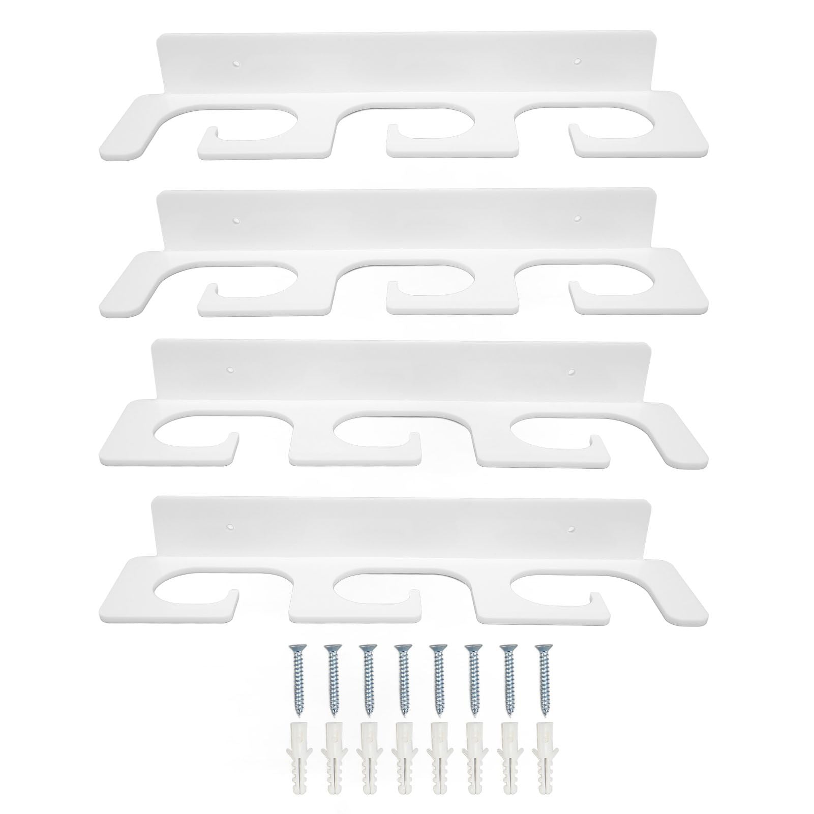 4Pcs Fishing Rod Holder Rugged Space Saving Stylish Holding 6 Rods Wall Mounted Fishing Pole Rack for Indoor Outdoor White