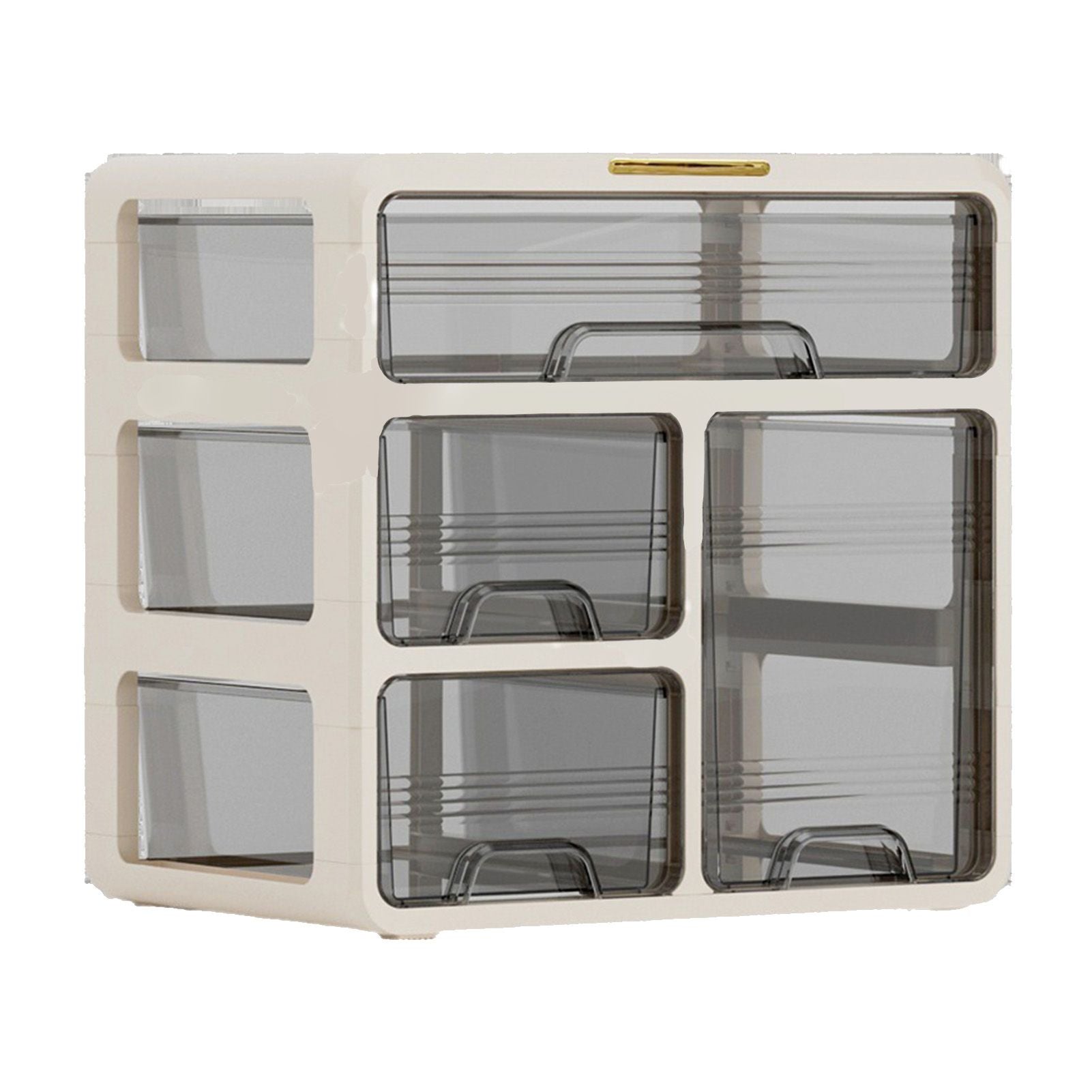 Desk Organizer with Drawer Plastic Desk Storage Box Desktop Organization for Home Collection Cosmetics Office Supplies Cream 3 Layer