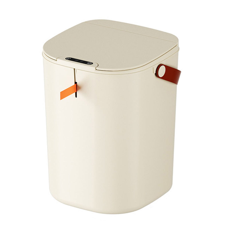 20L Sensor Trash Can with Handle ABS Automatic Induction Touchless Garbage Can for Bathroom Cream Color