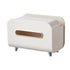 Desktop Tissue Box Multifunction Tissue Storage Dispenser with Phone Holder Remote Control Organizer Cream White