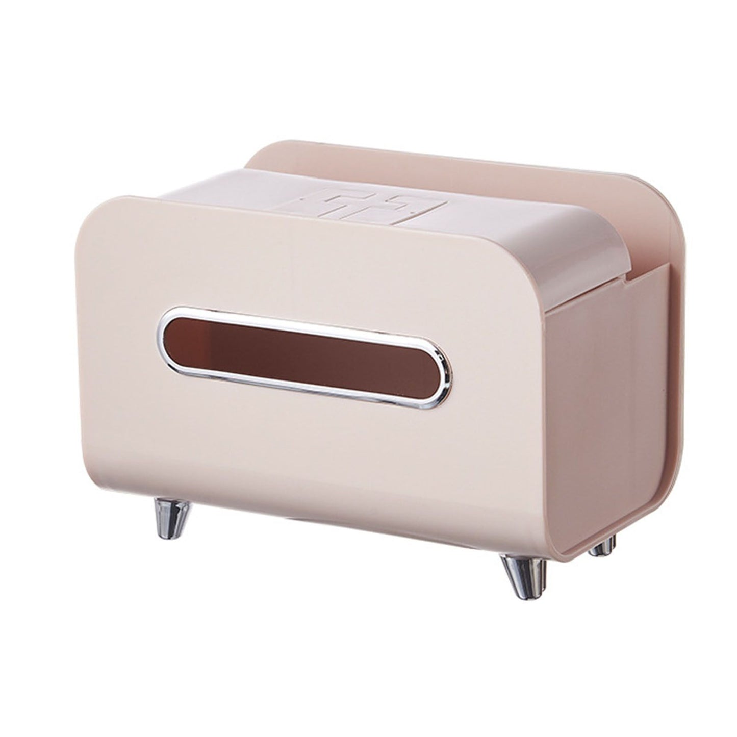 Desktop Tissue Box Multifunction Tissue Storage Dispenser with Phone Holder Remote Control Organizer Pink