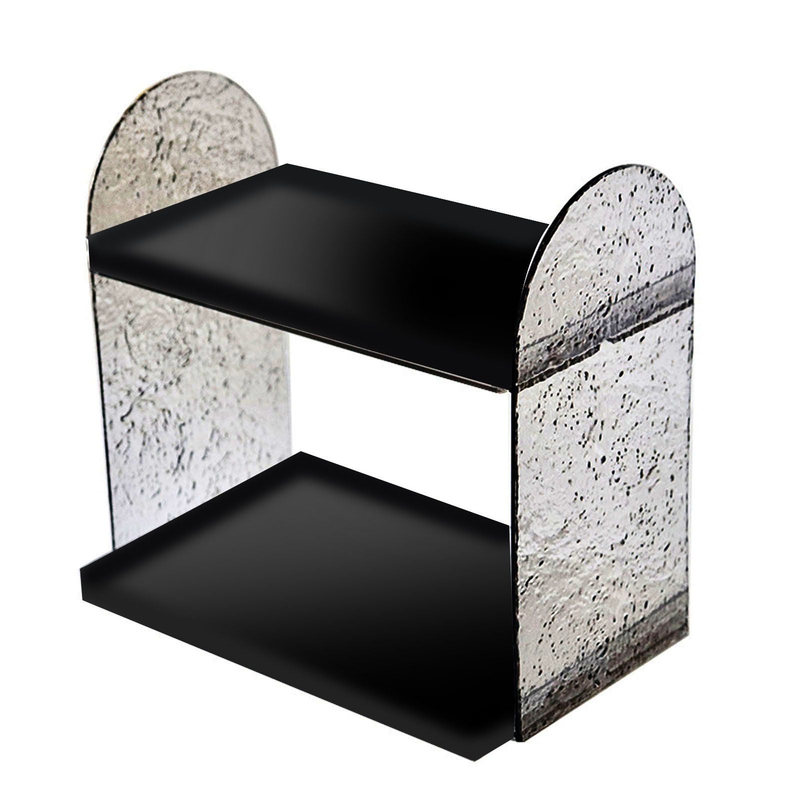 2 Tier Desk Organizer Double Layer Storage Rack Transparent Desktop Stand Holder for Stationery Cosmetic Glossy Black