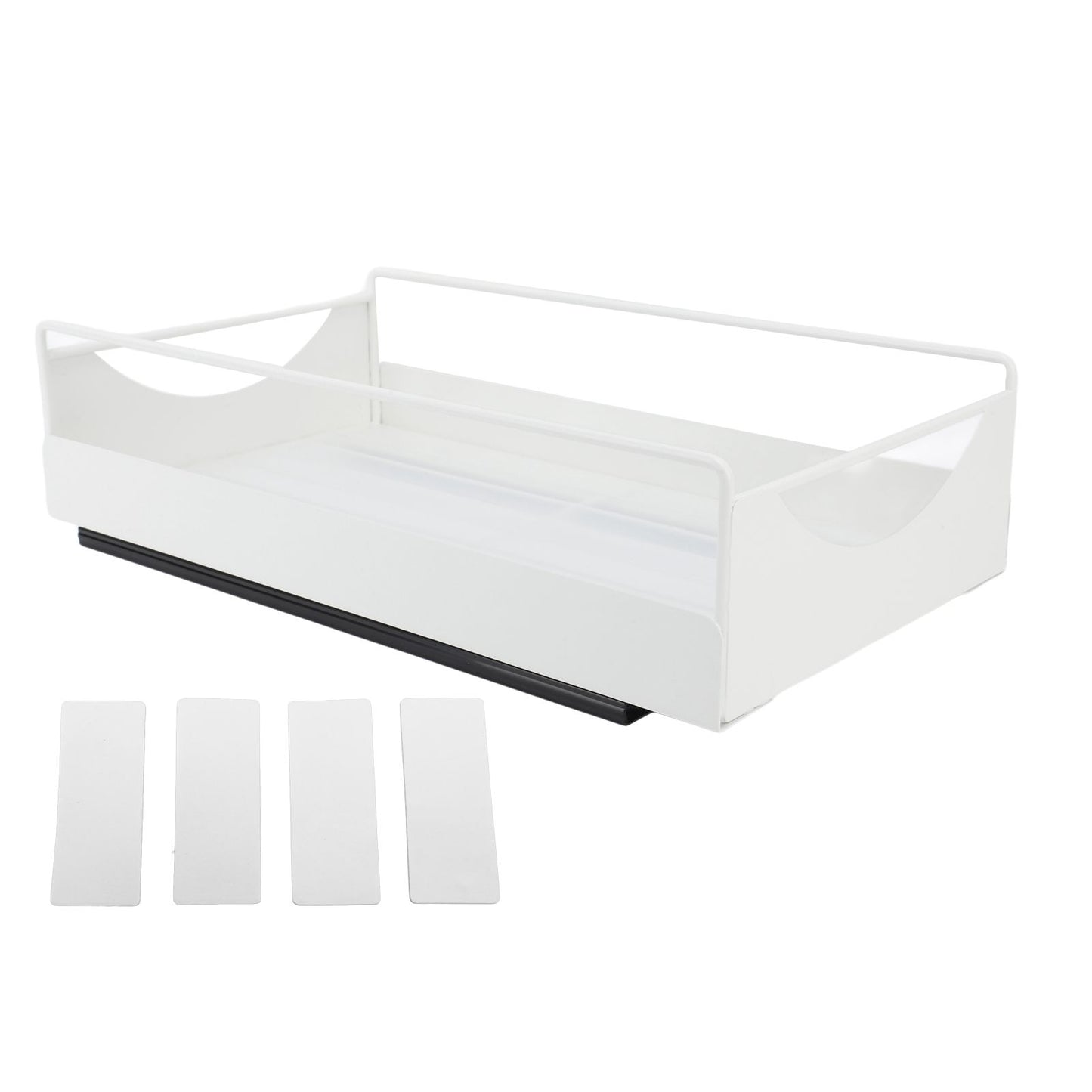 Pull Out Cabinet Organizer Carbon Steel Smooth Sliding Silent Slide Out Pantry Shelves for Bathroom Wardrobe White M 227x401x85mm